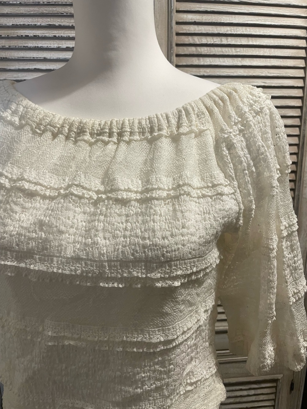 SOLD GB Women's Off-Shoulder Tiered Lace Dress western short Summer Boho Xs - Picture 4 of 9